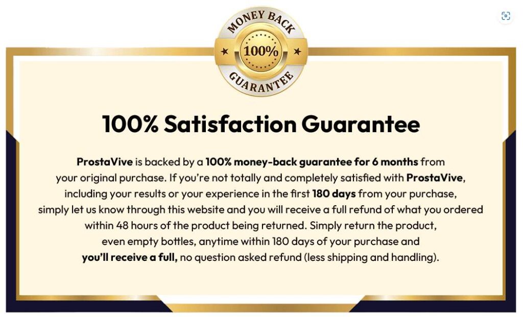prostavive money back guarantee